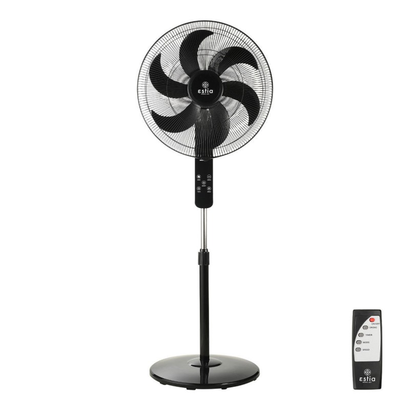 ESTIA 06-21153 Ανεμιστήρας Ορθοστάτης Επιδαπέδιος BOW με Τηλεχειριστήριο 45cm 75W Μαύρος (06-21153)